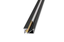 Профиль врезной LR2011-L3-МBL 20*11*3000 алюминиевый для светодиодной ленты в комплекте с матовым экраном, 2 заглушки (глухая и с отверстием), черный — купить оптом и в розницу в интернет магазине GTV-Meridian.